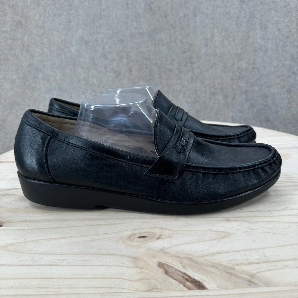 SAS Ace Penny Loafer Mens 13.5 W Black Leather Slip On Moc Toe Dress Shoes